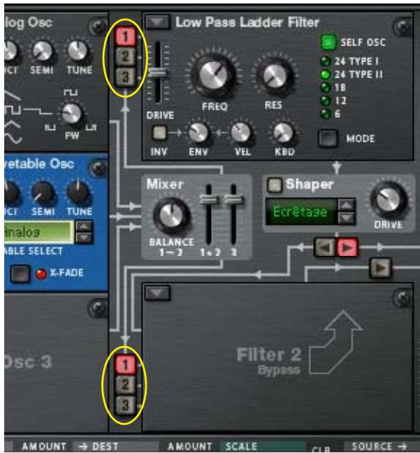 PROPELLERHEAD REASON 5 - Cliquez sur la flèche de pop-up dans le coin supérieur gauche de l'emplacement de l'oscillateur 2 et Sélectionnez y un second oscillateur à partir du menu pop-up. - 2