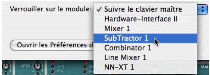 PROPELLERHEAD REASON 5 - Ensemble, ouvre le menu pop-up « Verrouiller sur le module » - 1