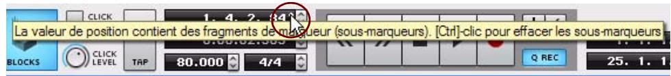 PROPELLERHEAD REASON 5 - À propos des sous-marqueurs dans l'affichage Position du morceau - 1