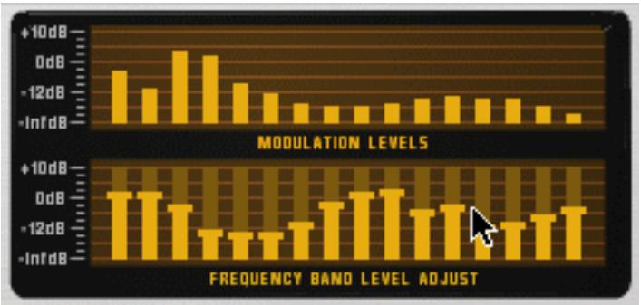 PROPELLERHEAD REASON 5 - Vous pouze également ajuster le son du vocodeur en cliquant et déplaçant les barres dans l'affichage inférieur. - 1