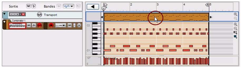 PROPELLERHEAD REASON 5 - Cliquez sur la vue générale du clip pour activer la fonction « Extraire des notes vers des bandes » - 1