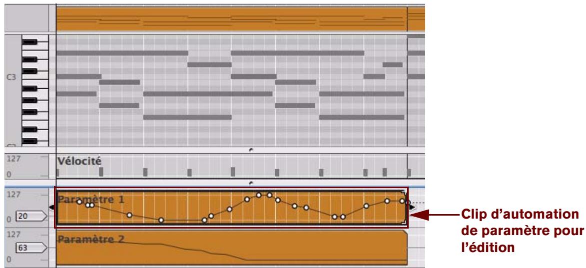 PROPELLERHEAD REASON 5 - Ouvrez le clip d'automation de paramètre pour l'édition en double-cliquant dessus ou en le sélectionnant, puis en appuyant sur [Entrée]. - 1