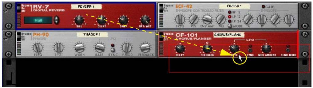 PROPELLERHEAD REASON 5 - En Maintenant le bouton de la souris enforcé, faites glisser le ou les module(s) vers la nouvelle destination dans le rack. - 3