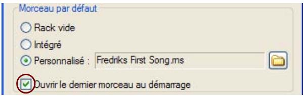 PROPELLERHEAD REASON 5 - Ouvrir le dernier morceau au démarrage du programme - 1