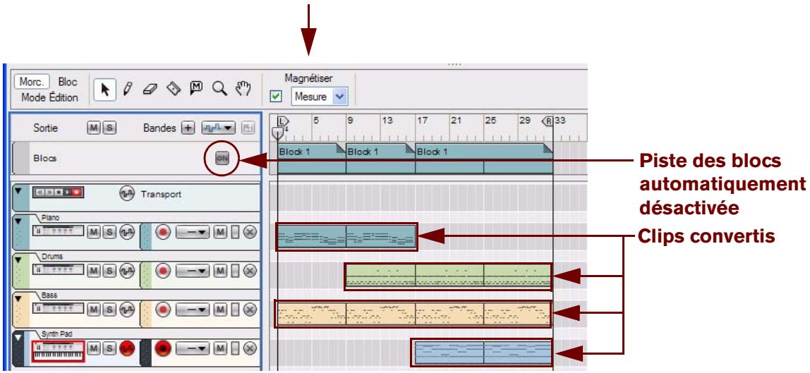 PROPELLERHEAD REASON 5 - Conversion de tous les clips d'automation de blocs en clips à l'aide du mode Morceau - 2