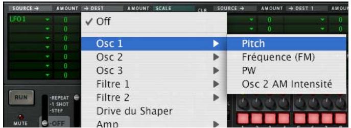 PROPELLERHEAD REASON 5 - Sélectionnez « Osc 1 » dans le menu puis « Pitch » dans le sous-menu. - 1