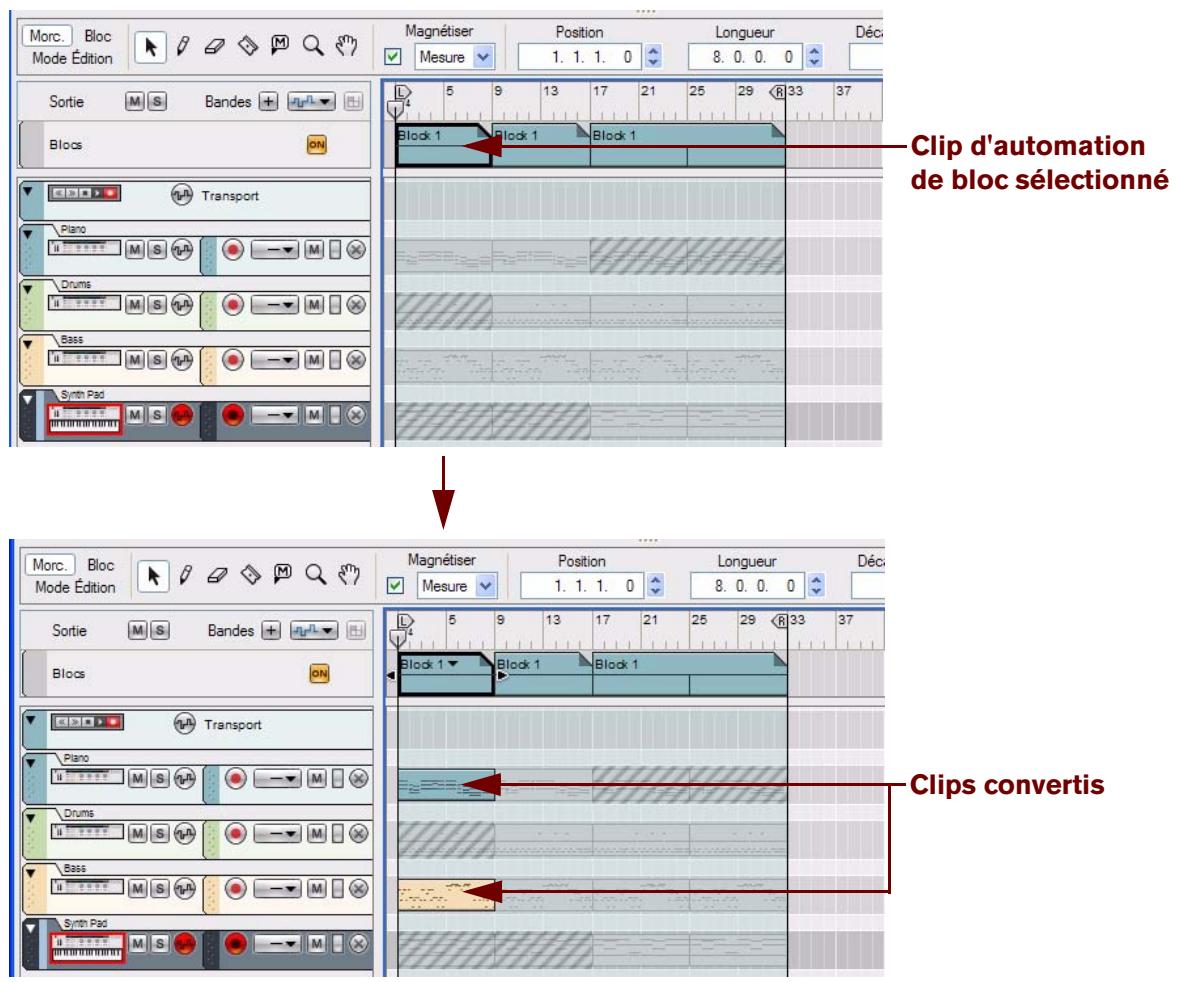 PROPELLERHEAD REASON 5 - Conversion de simples clips d'automation de blocs en clips en mode Morceau - 1