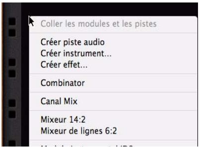 PROPELLERHEAD REASON 5 - Menu contextuel de « l'arrière-plan » du rack - 1