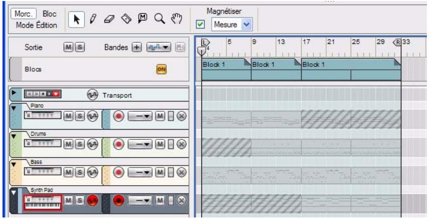 PROPELLERHEAD REASON 5 - Conversion de tous les clips d'automation de blocs en clips à l'aide du mode Morceau - 1