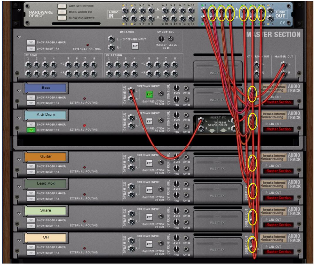PROPELLERHEAD RECORD - Utiliser les sorties directes des modules de voie de mixage et de piste audio - 1