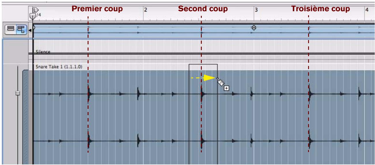 PROPELLERHEAD RECORD - Maintenez enforcée la touche [Ctrl](Win) ou [Option](Mac) et copiez balayez la zone entourant le second coup de caisse claire. - 1