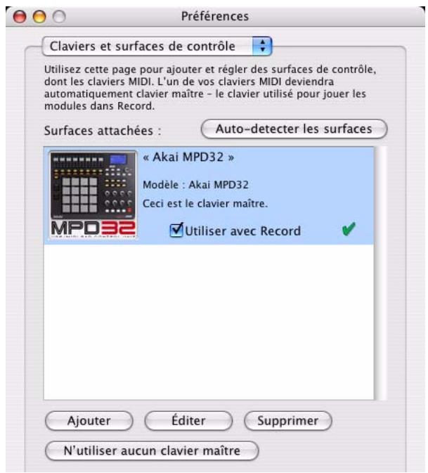 PROPELLERHEAD RECORD - Ajouter une surface de contrôle ou un clavier - 1