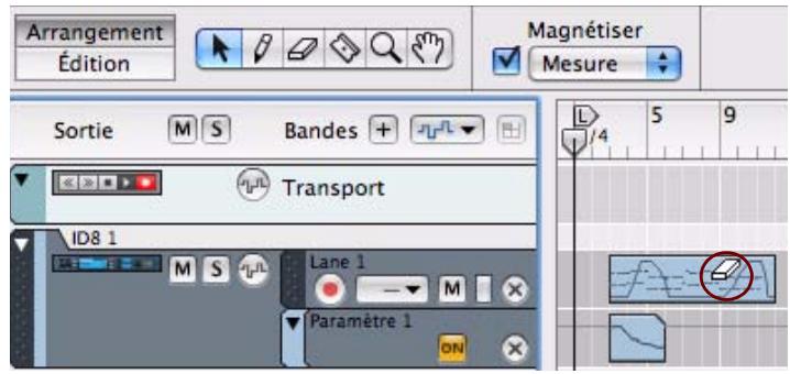 PROPELLERHEAD RECORD - Sélectionnez l'outil Gomme et cliquez sur le clip à supprimer. - 1