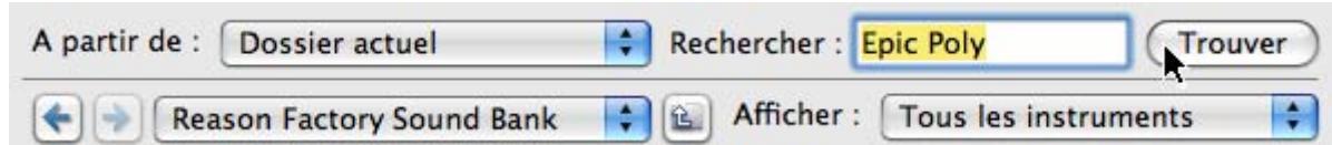 PROPELLERHEAD RECORD - Utilisation des fonctions de « recherche » - 1