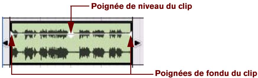 PROPELLERHEAD RECORD - Réglage du niveau et des fondus du clip audio - 1