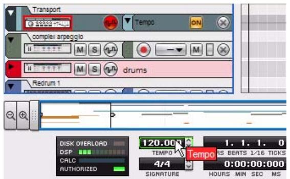 PROPELLERHEAD RECORD - Appuyez sur [Alt](Win) ou [Option](Mac) et cliquez sur l'affichage du tempo sur le panneau de transport. - 1