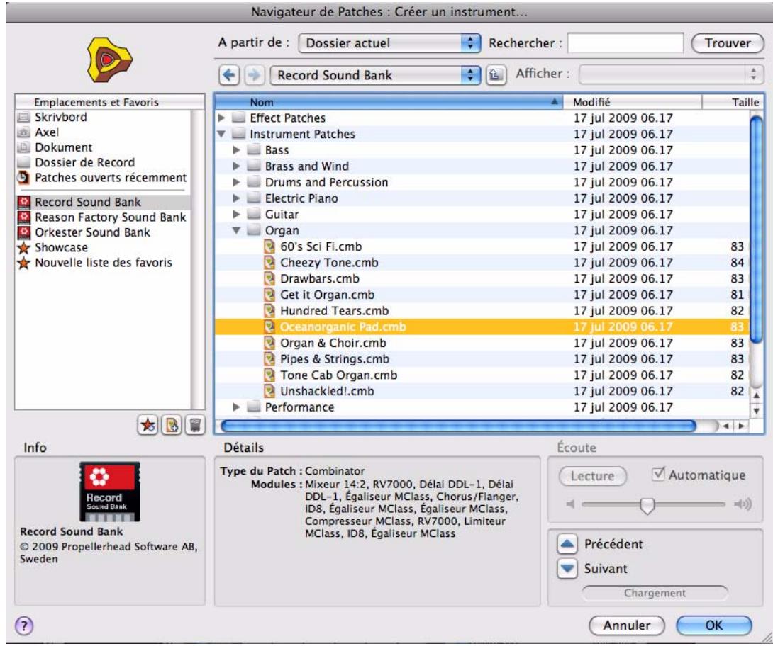 PROPELLERHEAD RECORD - Éléments du navigateur - 1