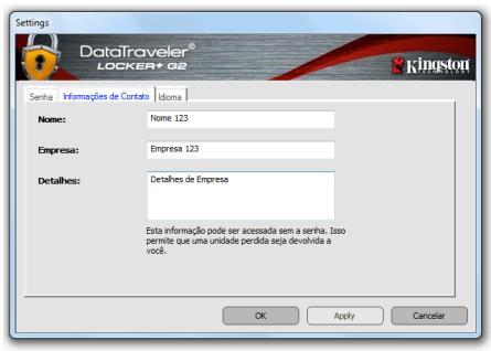 KINGSTON DATATRAVELER LOCKER G2/DTLPG2 - Configurações do DTL+ G2 - 2