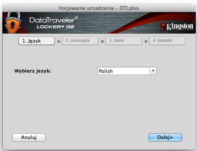 KINGSTON DATATRAVELER LOCKER G2/DTLPG2 - Inicjowanie urzadzenia (środowisko Mac) - 1