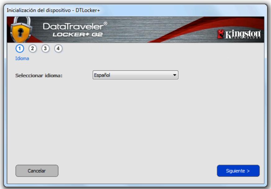 KINGSTON DATATRAVELER LOCKER G2/DTLPG2 - Inicialización del dispositivo (entorno de Windows) - 1