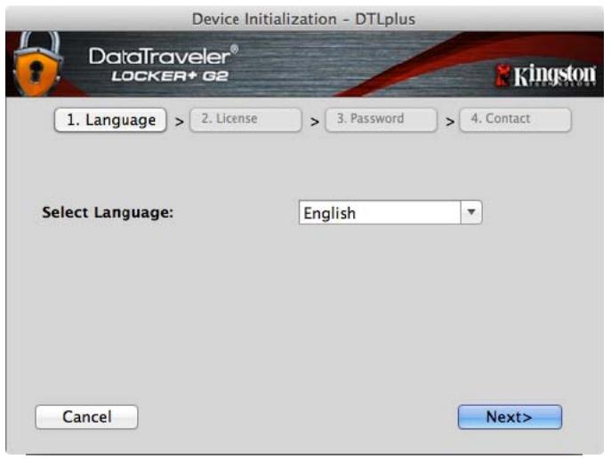KINGSTON DATATRAVELER LOCKER G2/DTLPG2 - Device Initialization (Mac Environment) - 1