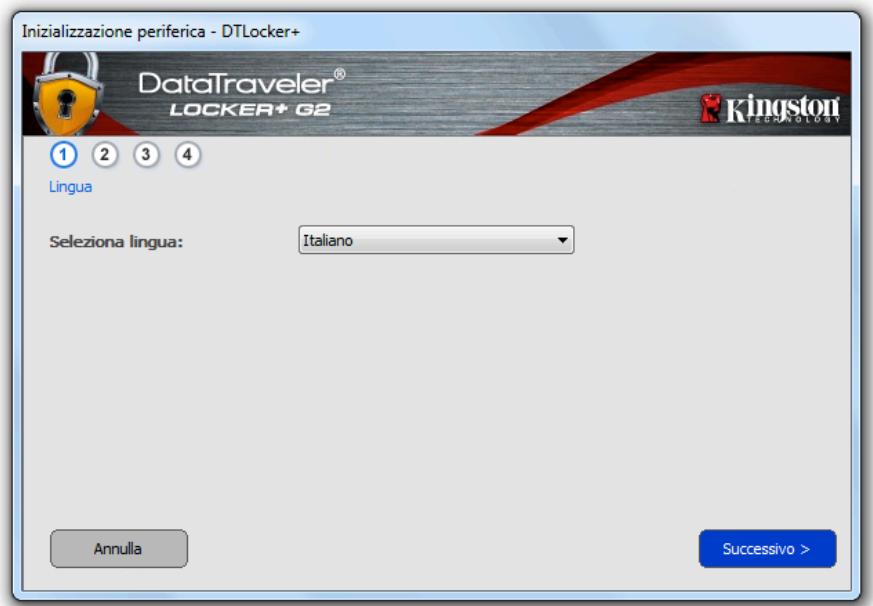 KINGSTON DATATRAVELER LOCKER G2/DTLPG2 - Inizializzazione del dispositivo (Ambienti Windows) - 1
