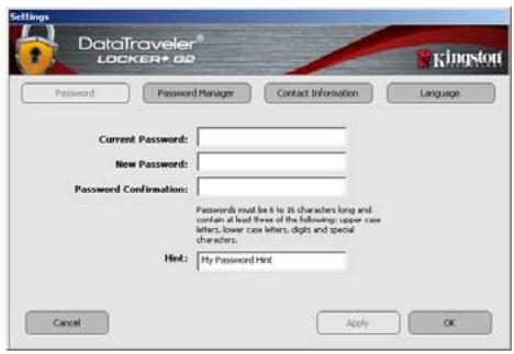 KINGSTON DATATRAVELER LOCKER G2/DTLPG2 - DTL+ G2 Settings - 1