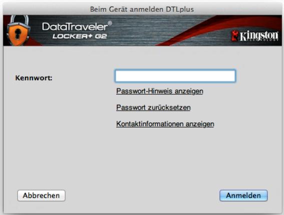 KINGSTON DATATRAVELER LOCKER G2/DTLPG2 - Verwendung des Geräts (Mac Umgebung) - 2