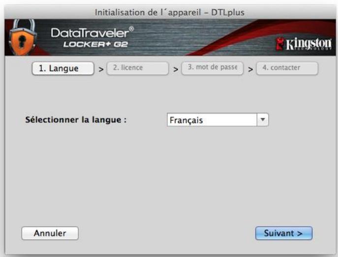 KINGSTON DATATRAVELER LOCKER G2/DTLPG2 - Initialisation du pérophérique (Environnement Mac) - 1