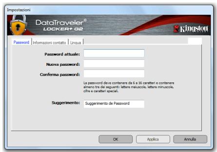 KINGSTON DATATRAVELER LOCKER G2/DTLPG2 - Sezione impostazioni del drive DTL+ G2 - 1