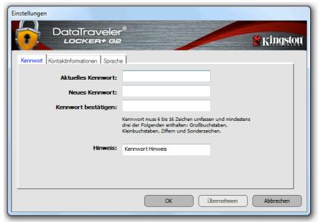 KINGSTON DATATRAVELER LOCKER G2/DTLPG2 - DTL+ G2 Einstellungen - 1