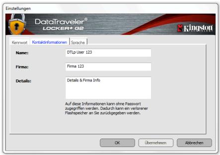 KINGSTON DATATRAVELER LOCKER G2/DTLPG2 - DTL+ G2 Einstellungen - 2