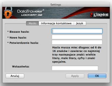 KINGSTON DATATRAVELER LOCKER G2/DTLPG2 - Polecenie DTL+ G2 Settings (Ustawenia pamięci DTL+ G2) - 2