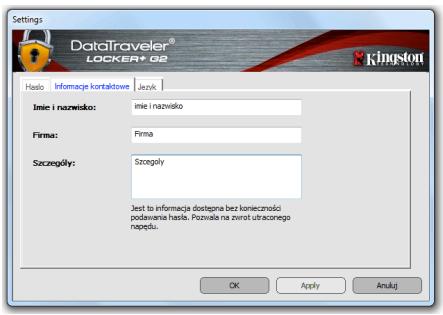 KINGSTON DATATRAVELER LOCKER G2/DTLPG2 - Polecenie DTL+ G2 Settings (Ustawenia pamięci DTL+ G2) - 2