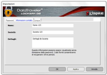 KINGSTON DATATRAVELER LOCKER G2/DTLPG2 - Sezione impostazioni del drive DTL+ G2 - 2