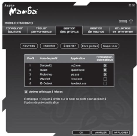 RAZER GOLIATHUS - ONGLET gestion des profils - 1