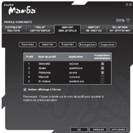 RAZER TAIPAN - ONGLET GESTION DES PROFILS - 1