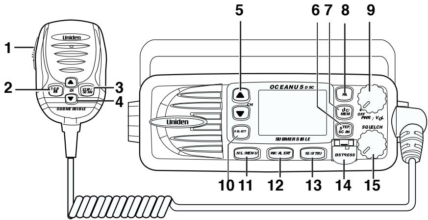 UNIDEN OCEANUS DSC - Panneau avant/microphone - 1