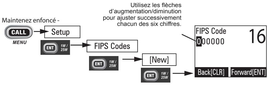 UNIDEN UM415 - Utiliser les codes FIPS pour les alertes météorologiques - 1