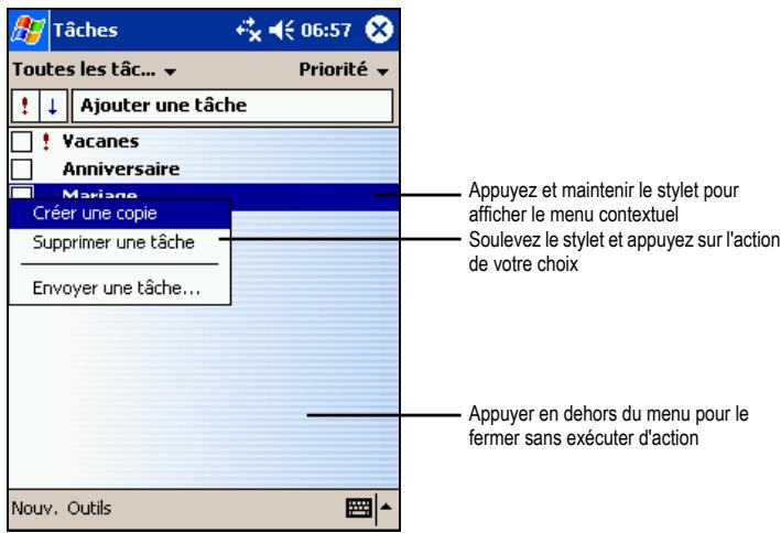 YAKUMO PDA DELTA 400 - Menus contextuels - 1