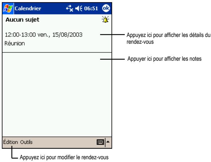 YAKUMO PDA DELTA 400 - Utilisation de l'écran résumé du Calendrier - 1