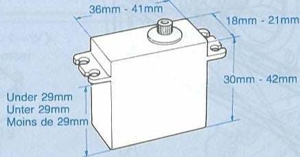 TAMIYA VOLVO FH - DIMENSIONS MAX. DES SERVOS - 1