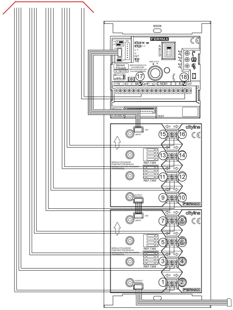 FERMAX 4 PLUS N - *Interconnexion des modules de boutons-poussoirs - 4