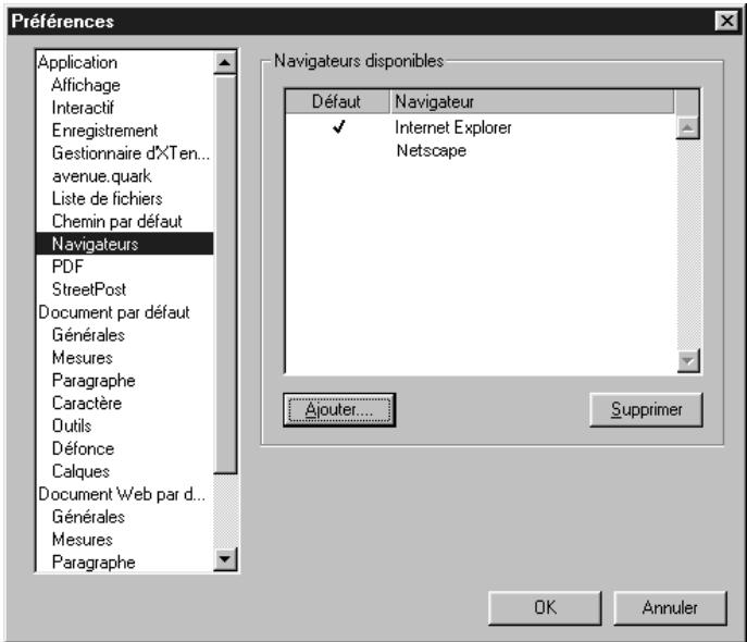 QUARK XPRESS 5 - SPÉCIFICATION DE NAVIGATEURS HTML POUR LA PREVISUALISATION W - 1