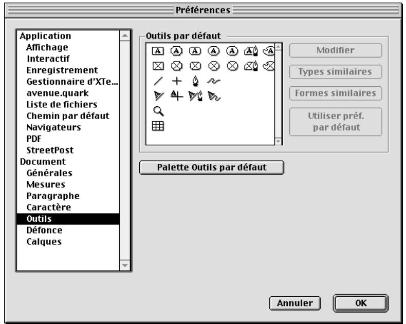 QUARK XPRESS 5 - SPÉCIFICATION DES COULEURS DANS LES PRÉFÉRENCES POUR LES OUTILS - 1