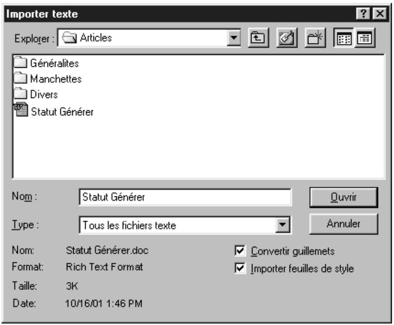 QUARK XPRESS 5 - IMPORTATION DETEXTE - 1