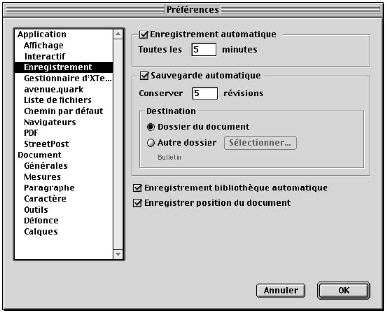 QUARK XPRESS 5 - UTILISATION DE LA SAUVEGARDE AUTOMATIQUE - 1
