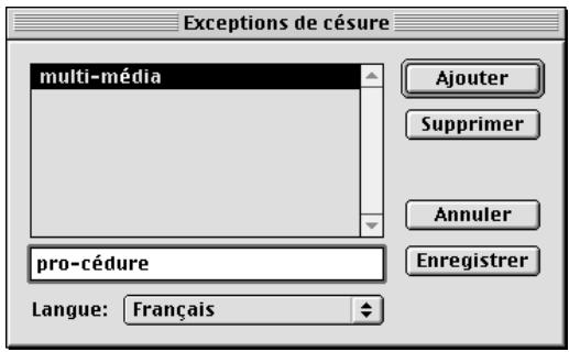 QUARK XPRESS 5 - SPÉCIFICATION DES EXCEPTIONS DE CÉSURE - 1