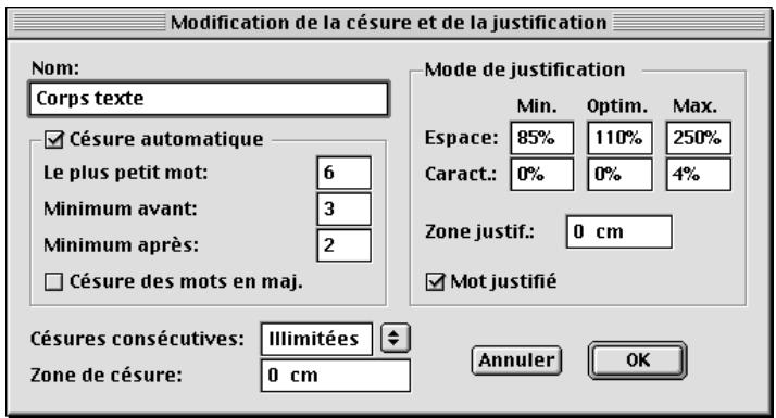 QUARK XPRESS 5 - CREATION DES SPECIFICATIONS DE CÉSURE ET DE JUSTIFICATION - 2