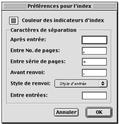 QUARK XPRESS 5 - DEFINITION DE LA PONCTUATION D'UN INDEX - 1